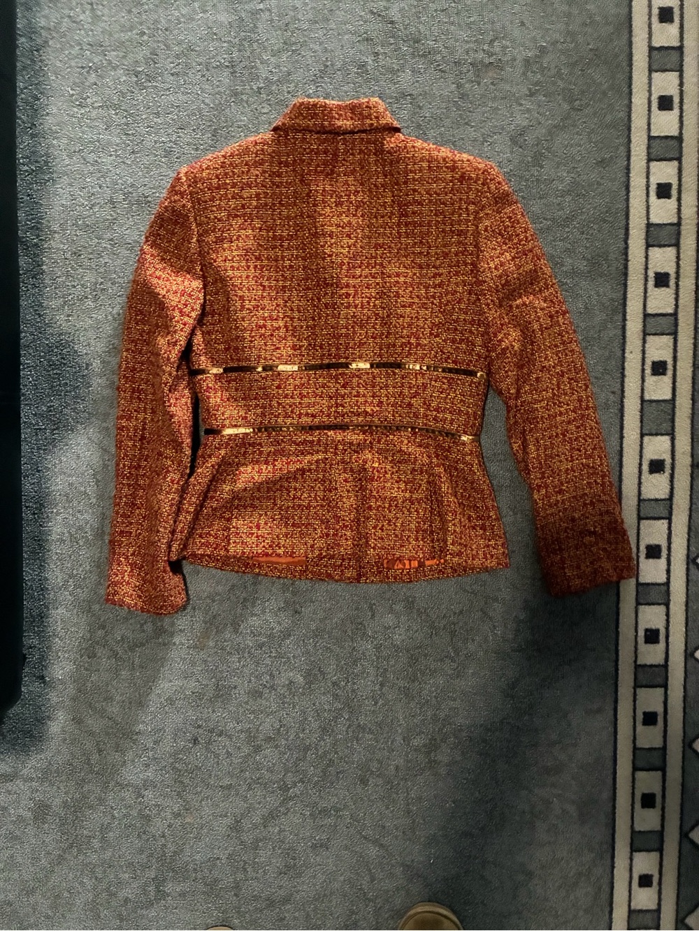 Liz Claiborne Vintage 90s Rust Orange Tweed Blazer and Skirt Set - Picture 3 of 8